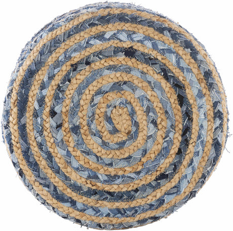 Fermont Hand Crafted Denim Jute Ottoman - Ornate Home