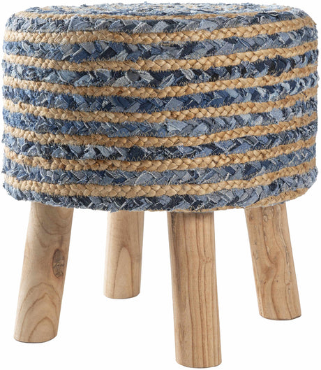 Fermont Hand Crafted Denim Jute Ottoman - Ornate Home