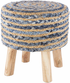 Fermont Hand Crafted Denim Jute Ottoman - Ornate Home