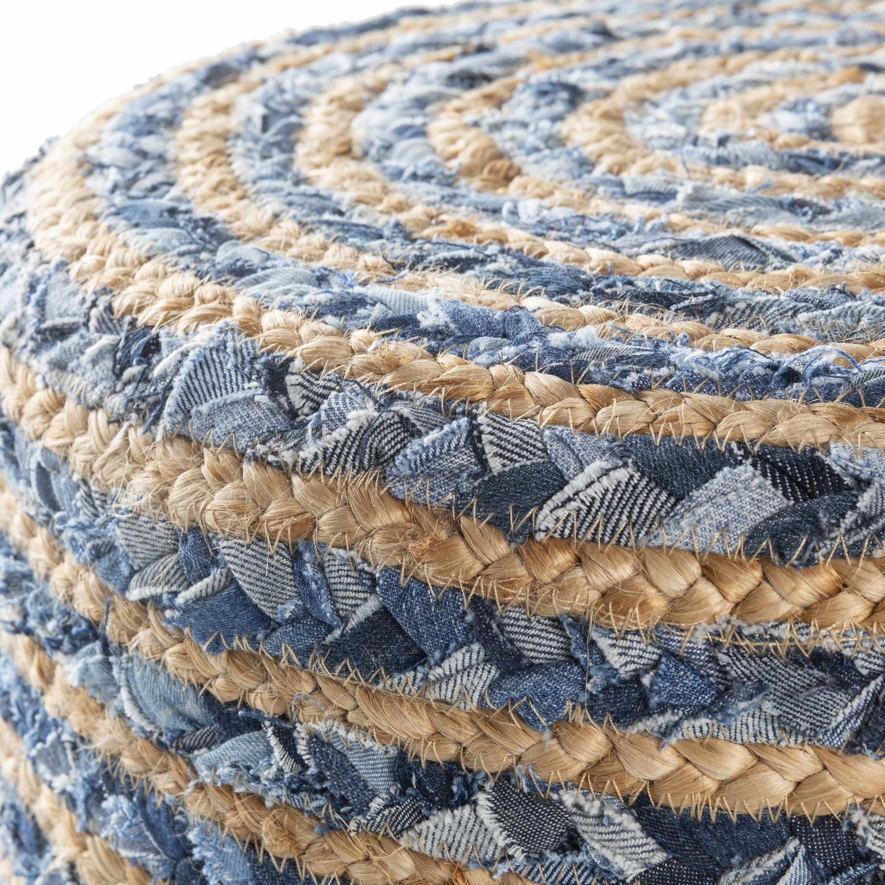 Fermont Hand Crafted Denim Jute Ottoman - Ornate Home