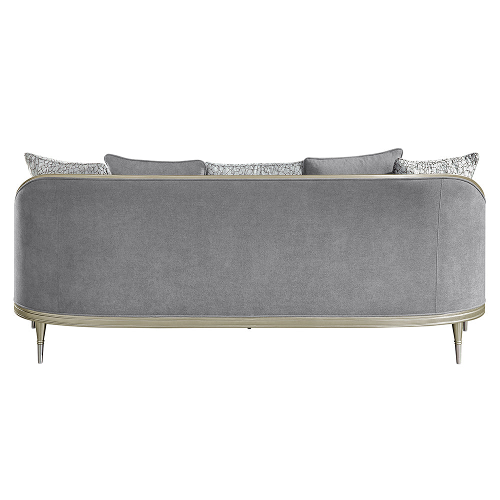 Fernando Gray/Champagne Sofa w/ 5 Pillows - Ornate Home