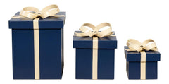Ferrell Blue Leather Holiday Boxes (Set of 3) - Ornate Home
