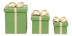 Ferrell Green Leather Holiday Boxes (Set of 3) - Ornate Home
