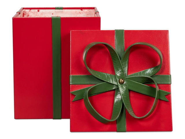 Ferrell Red Leather Holiday Boxes (Set of 3) - Ornate Home