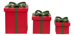 Ferrell Red Leather Holiday Boxes (Set of 3) - Ornate Home