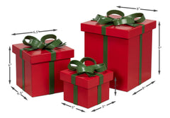 Ferrell Red Leather Holiday Boxes (Set of 3) - Ornate Home
