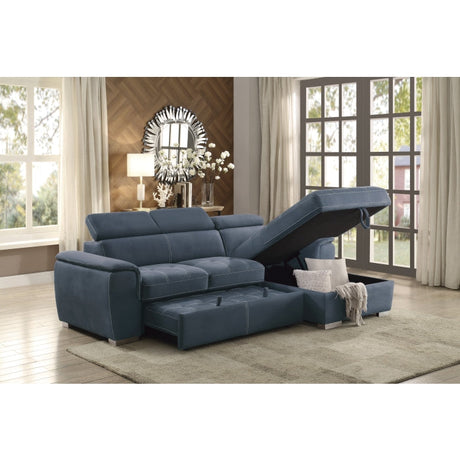 Ferriday Blue 2-Piece Right Chaise Sectional - Ornate Home