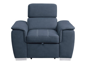 Ferriday Blue Chair with Pull-out Ottoman - Ornate Home