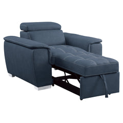 Ferriday Blue Chair with Pull-out Ottoman - Ornate Home