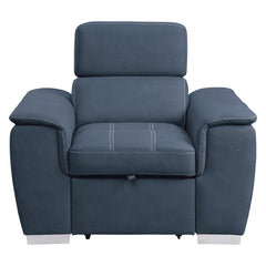 Ferriday Blue Chair with Pull-out Ottoman - Ornate Home