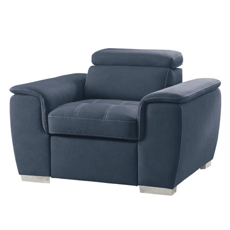 Ferriday Blue Chair with Pull-out Ottoman - Ornate Home