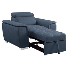 Ferriday Blue Chair with Pull-out Ottoman - Ornate Home
