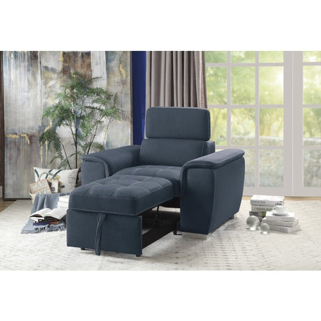 Ferriday Blue Chair with Pull-out Ottoman - Ornate Home