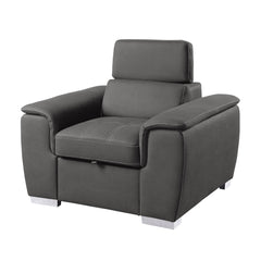 Ferriday Gray Chair with Pull-out Ottoman - Ornate Home