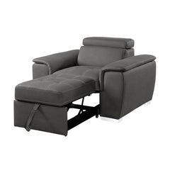 Ferriday Gray Chair with Pull-out Ottoman - Ornate Home