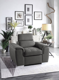 Ferriday Gray Chair with Pull-out Ottoman - Ornate Home