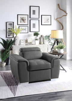 Ferriday Gray Chair with Pull-out Ottoman - Ornate Home