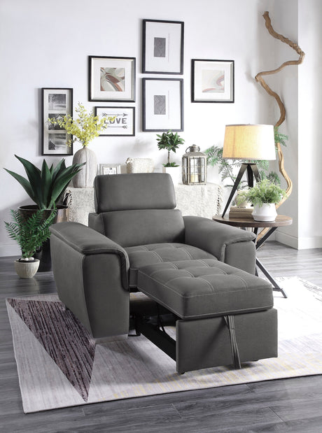 Ferriday Gray Chair with Pull-out Ottoman - Ornate Home