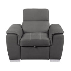 Ferriday Gray Chair with Pull-out Ottoman - Ornate Home