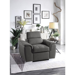 Ferriday Gray Chair with Pull-out Ottoman - Ornate Home