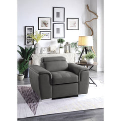 Ferriday Gray Chair with Pull-out Ottoman - Ornate Home