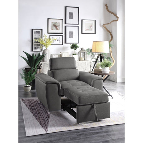 Ferriday Gray Chair with Pull-out Ottoman - Ornate Home