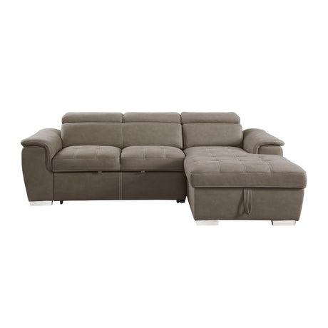 Ferriday Taupe 2-Piece Right Chaise Sectional - Ornate Home