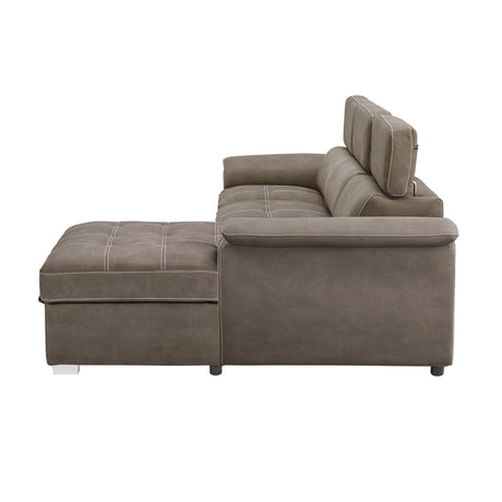 Ferriday Taupe 2-Piece Right Chaise Sectional - Ornate Home