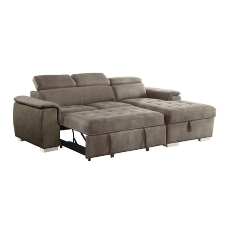 Ferriday Taupe 2-Piece Right Chaise Sectional - Ornate Home