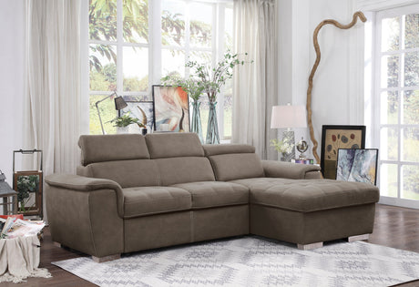 Ferriday Taupe 2-Piece Right Chaise Sectional - Ornate Home