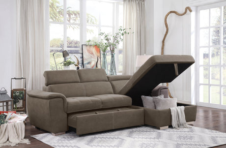 Ferriday Taupe 2-Piece Right Chaise Sectional - Ornate Home