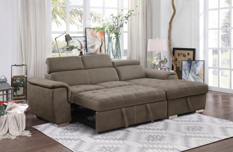 Ferriday Taupe 2-Piece Right Chaise Sectional - Ornate Home