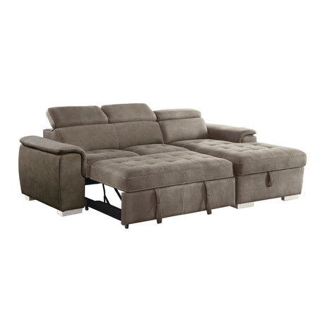 Ferriday Taupe 2-Piece Right Chaise Sectional - Ornate Home