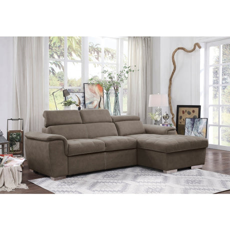 Ferriday Taupe 2-Piece Right Chaise Sectional - Ornate Home