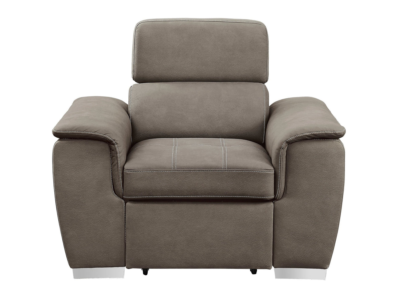 Ferriday Taupe Chair with Pull-out Ottoman - Ornate Home