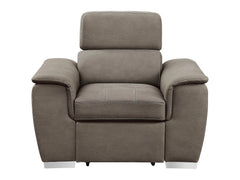 Ferriday Taupe Chair with Pull-out Ottoman - Ornate Home