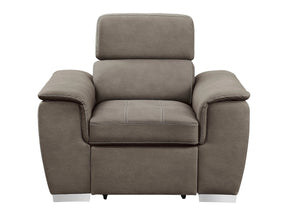Ferriday Taupe Chair with Pull-out Ottoman - Ornate Home