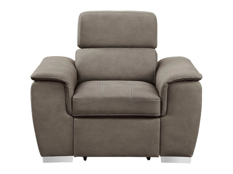 Ferriday Taupe Chair with Pull-out Ottoman - Ornate Home