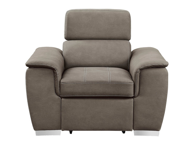 Ferriday Taupe Chair with Pull-out Ottoman - Ornate Home