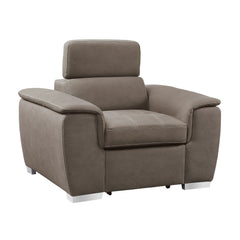 Ferriday Taupe Chair with Pull-out Ottoman - Ornate Home