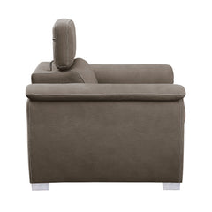 Ferriday Taupe Chair with Pull-out Ottoman - Ornate Home