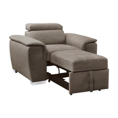Ferriday Taupe Chair with Pull-out Ottoman - Ornate Home