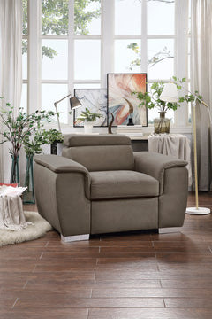 Ferriday Taupe Chair with Pull-out Ottoman - Ornate Home