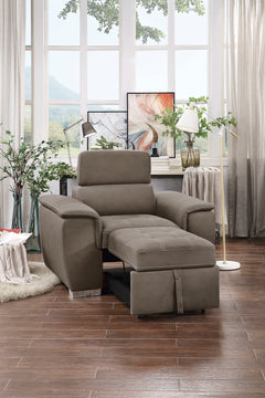 Ferriday Taupe Chair with Pull-out Ottoman - Ornate Home
