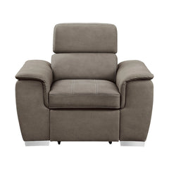 Ferriday Taupe Chair with Pull-out Ottoman - Ornate Home