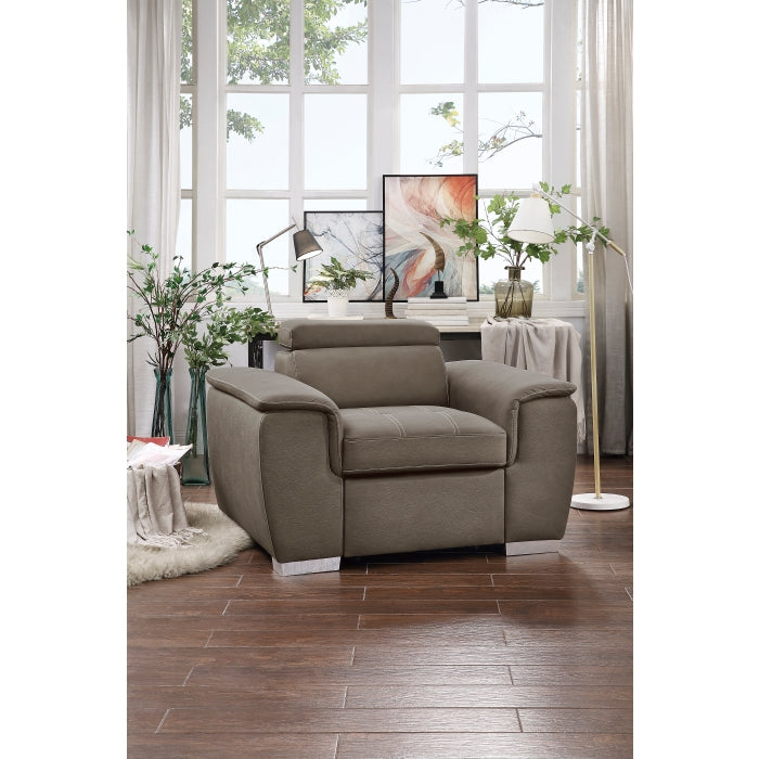 Ferriday Taupe Chair with Pull-out Ottoman - Ornate Home