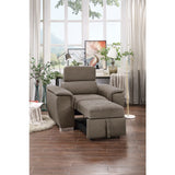 Ferriday Taupe Chair with Pull-out Ottoman - Ornate Home