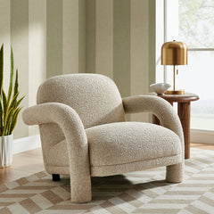 Ferris Linen Textured Woven Fabric Lounge Chair - Ornate Home