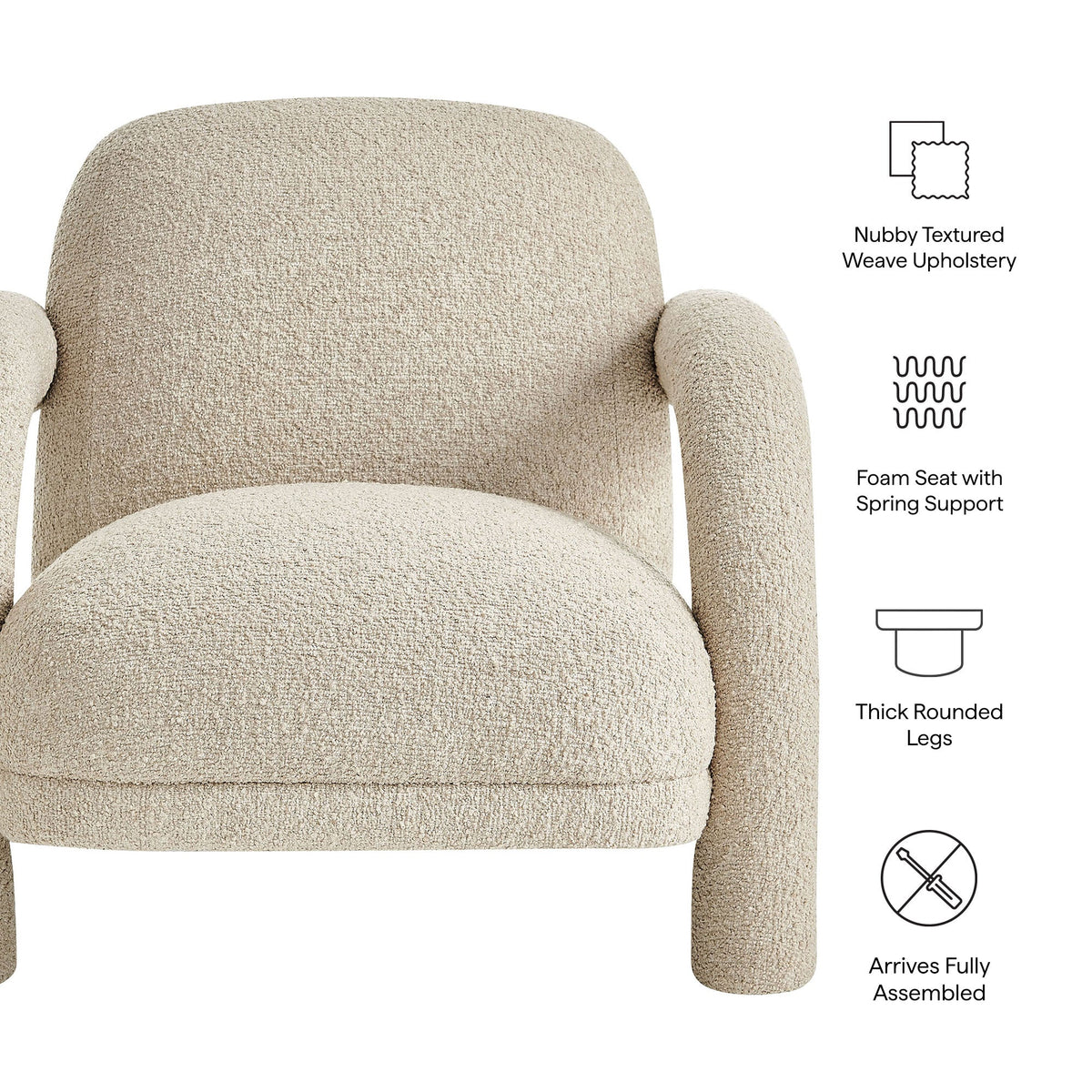 Ferris Linen Textured Woven Fabric Lounge Chair - Ornate Home
