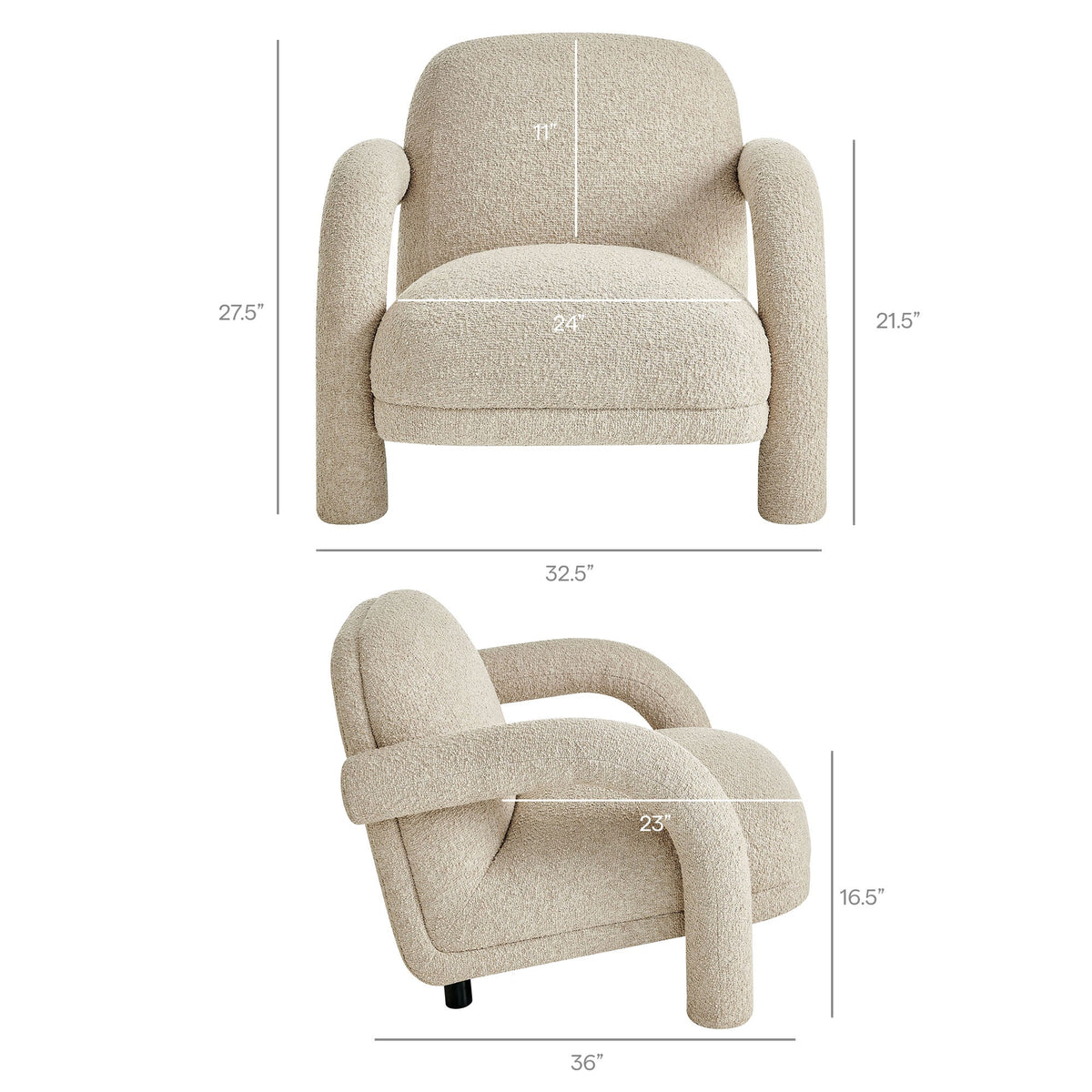 Ferris Linen Textured Woven Fabric Lounge Chair - Ornate Home